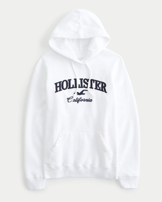 Hollister White Logo Graphic Hoodie