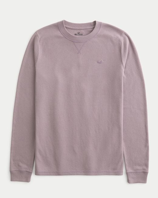 Hollister Purple Long-sleeve Icon Waffle Crew T-shirt for men