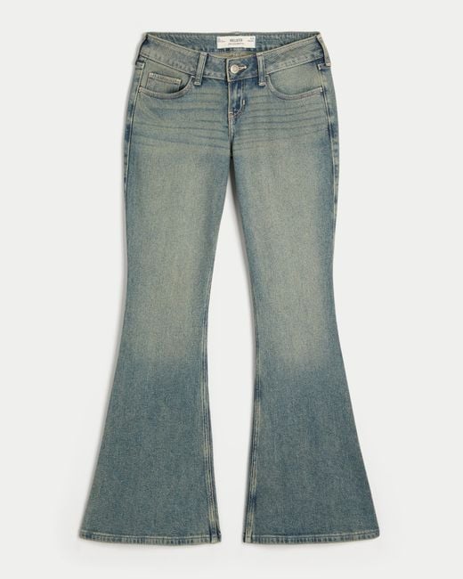 Hollister Blue Ultra Low-rise Medium Wash Flare Jeans