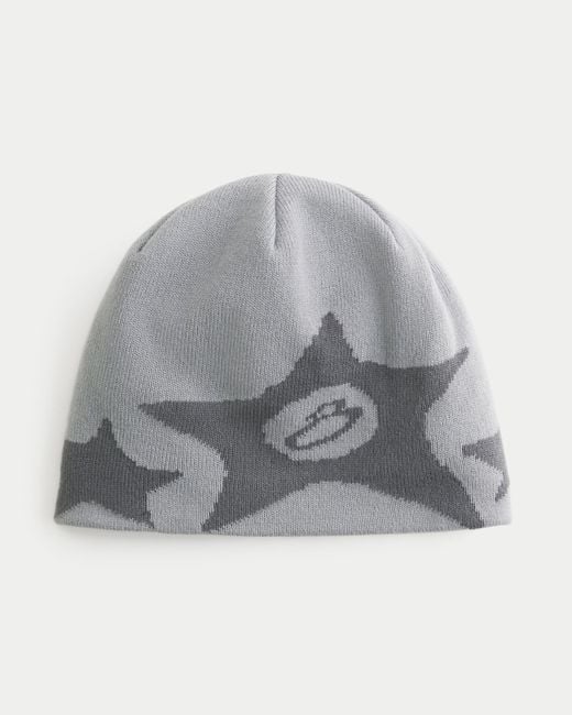 Hollister Gray Eight Ball Graphic Skull Beanie for men