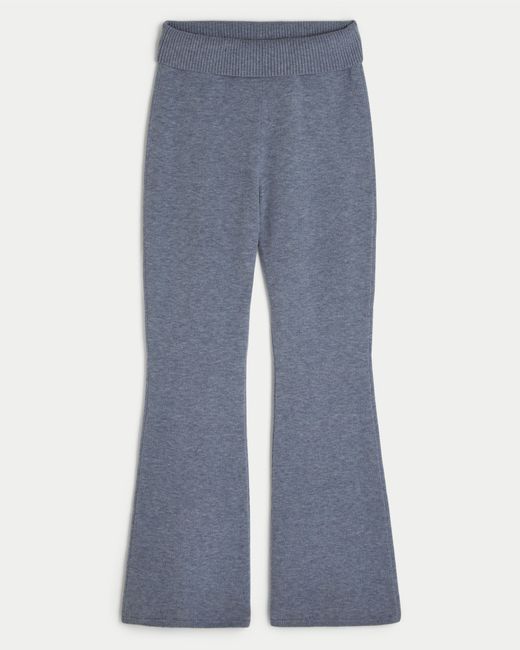 Hollister Blue Gilly Hicks Sweater-knit Foldover Waist Flare Pants