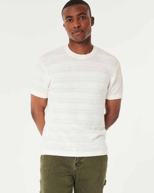 Hollister Lässiges T-Shirt aus weichem Strick mit Rundhalsausschnitt in White für Herren