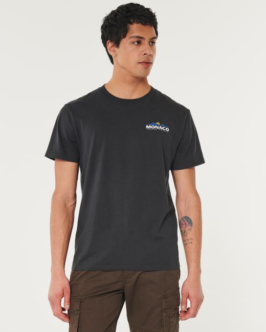 Hollister Black Relaxed Monaco Racing Graphic Tee for men