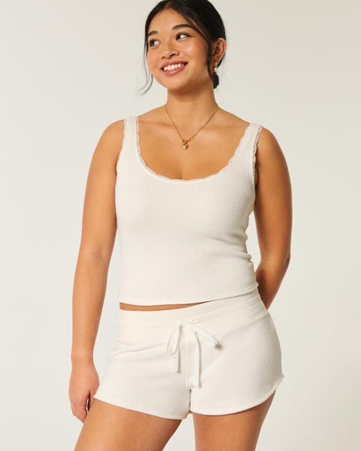 Hollister Natural Gilly Hicks Cozy Waffle Mini Shorts