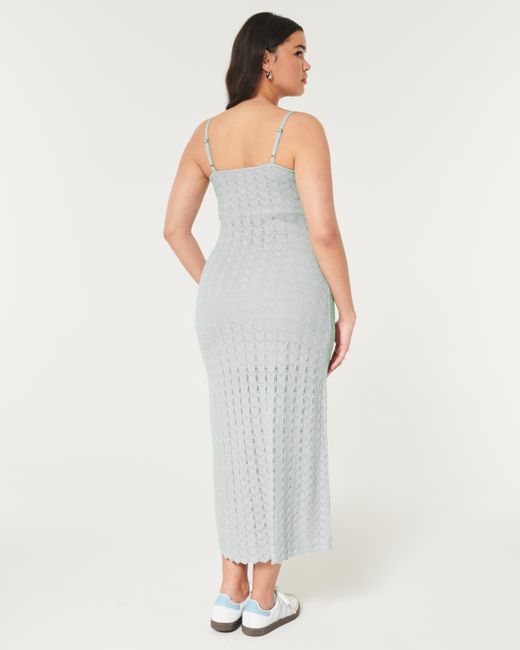 Hollister White Crochet-style Midi Dress