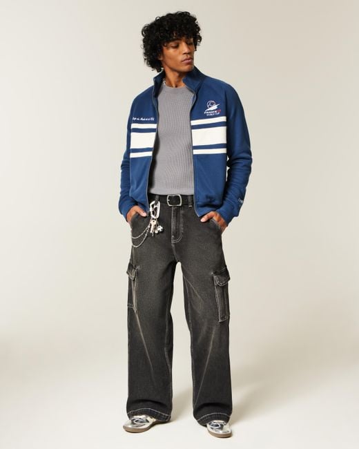 Hollister Blue 1998 Fifa World Cup France Graphic Fleece Track Jacket for men