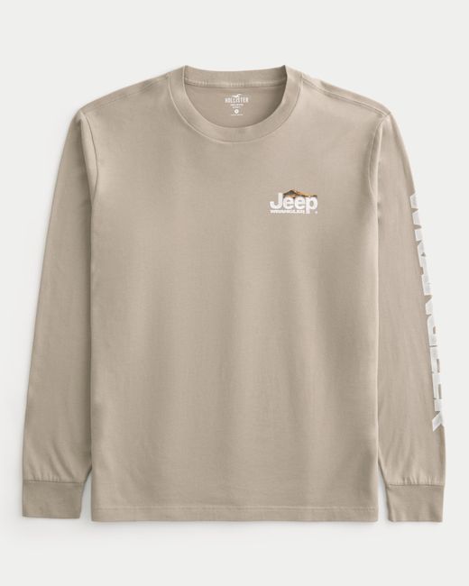 Hollister Natural Relaxed Long-sleeve Jeep Graphic Tee for men