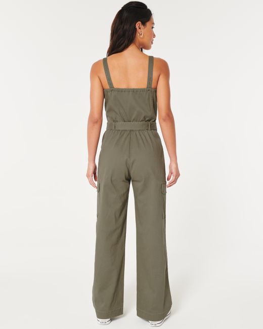 Hollister Natural Twill Cargo Jumpsuit