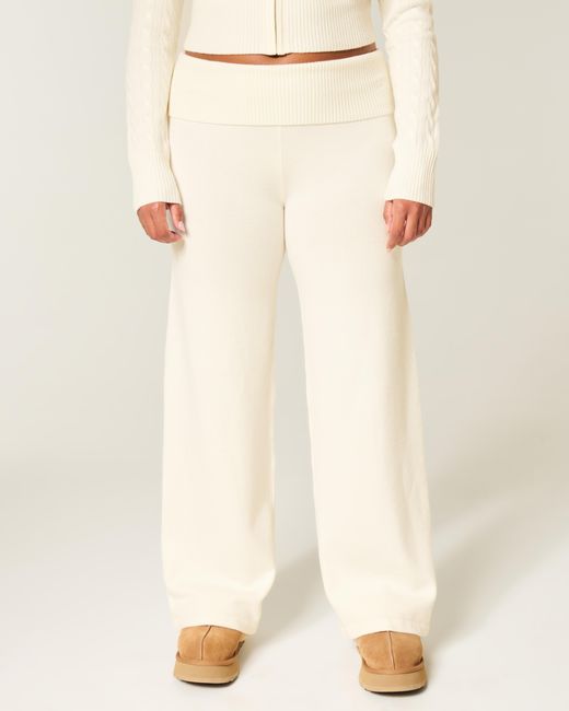 Hollister Natural Gilly Hicks Sweater-knit Foldover Straight Pants