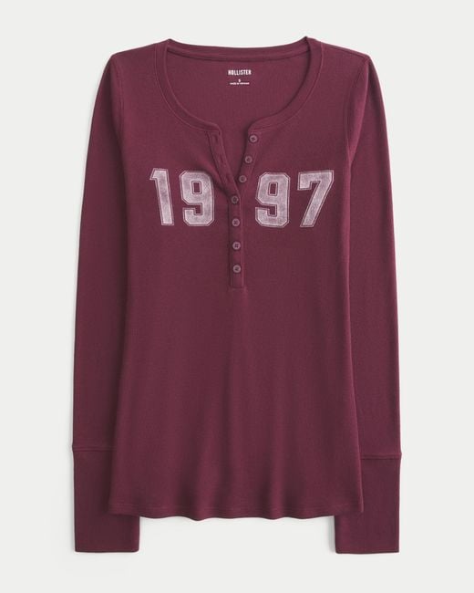 Hollister Purple 1997 Graphic Henley