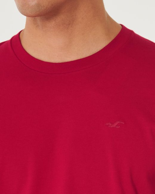 Hollister Red Cotton Icon Crew T-shirt for men