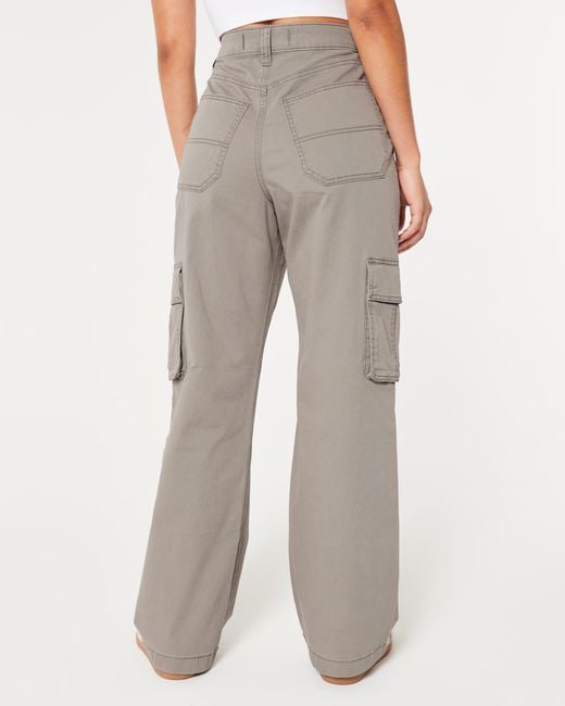 Hollister Gray Ultra High-rise 3-pocket Baggy Cargo Pants
