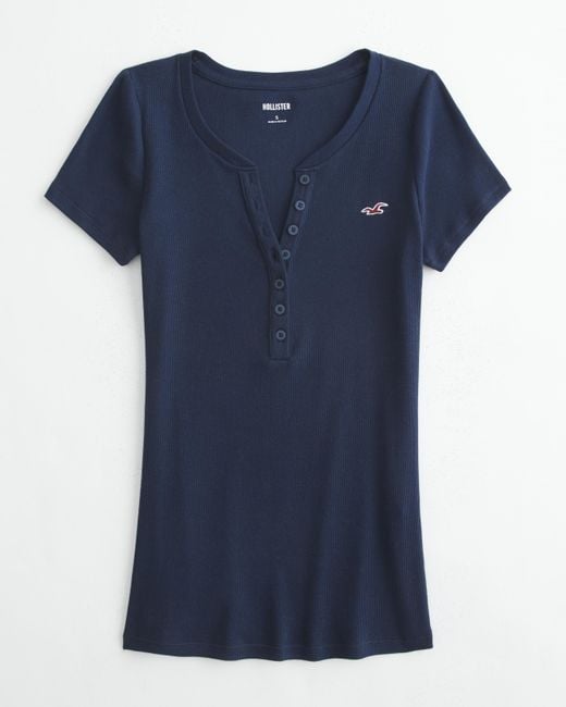 Hollister Blue Short-sleeve Icon Henley