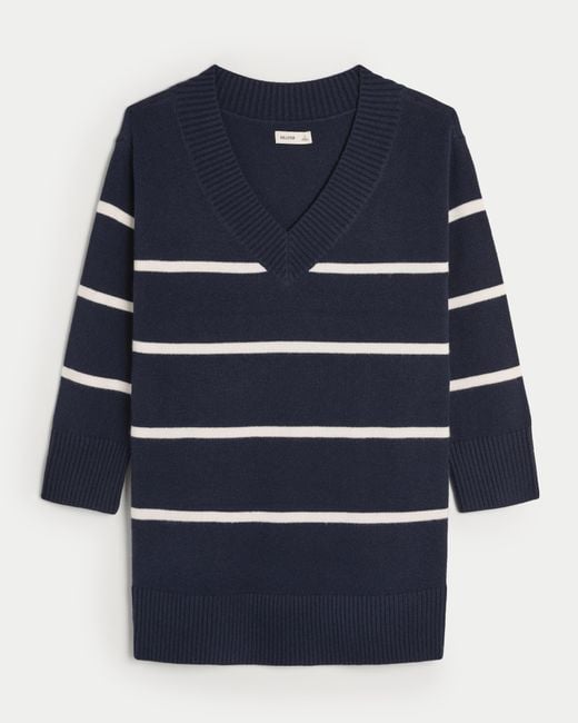 Hollister Blue On/off The Shoulder Jersey Sweater Dress