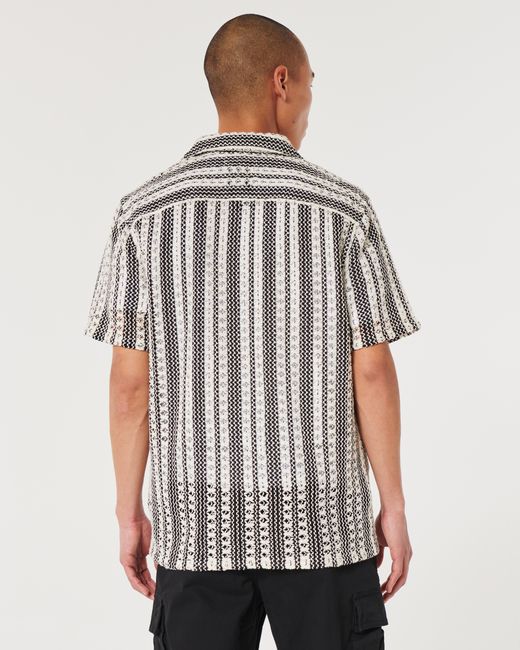 Hollister White Short-sleeve Lace + Crochet-style Shirt for men