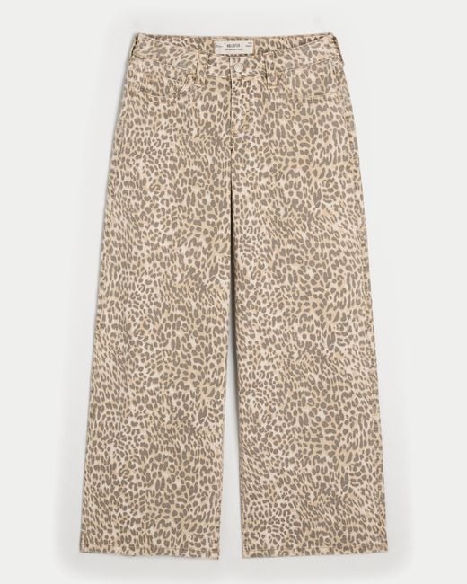 Hollister Natural Low-rise Leopard Print Super Baggy Jeans