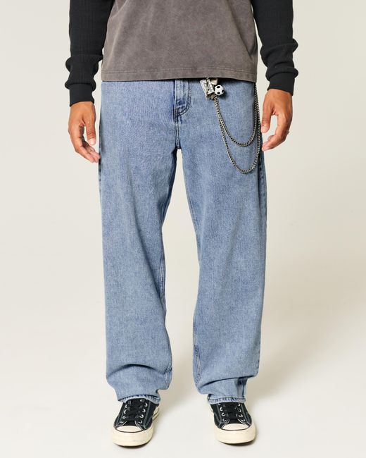 Hollister Blue Medium Wash Skater Baggy Jeans for men