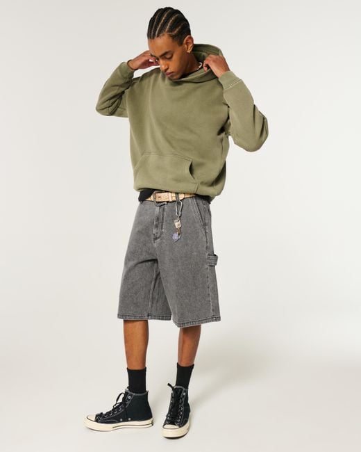 Hollister Gray Super Baggy Painter Jean Shorts for men