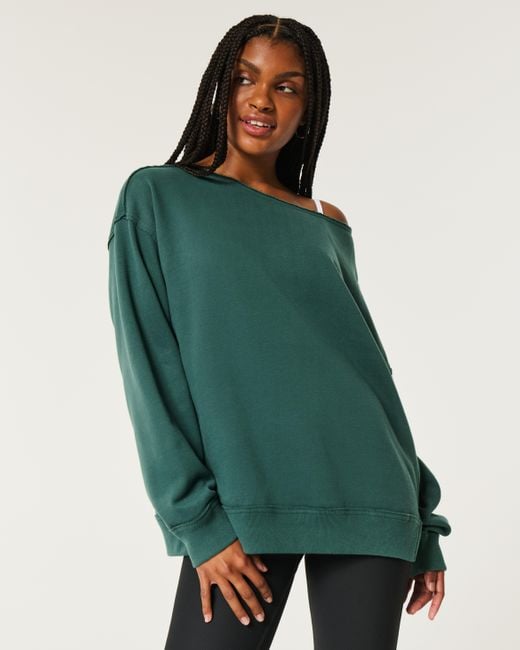 Hollister Oversized Off the shoulder Sweatshirt in Green Lyst UK