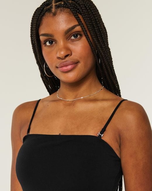 Hollister Black Strapless Drop-waist Knit-woven Mini Dress