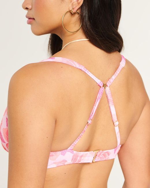 Hollister Pink Curvy High Apex Ribbed Underwire Bikini Top