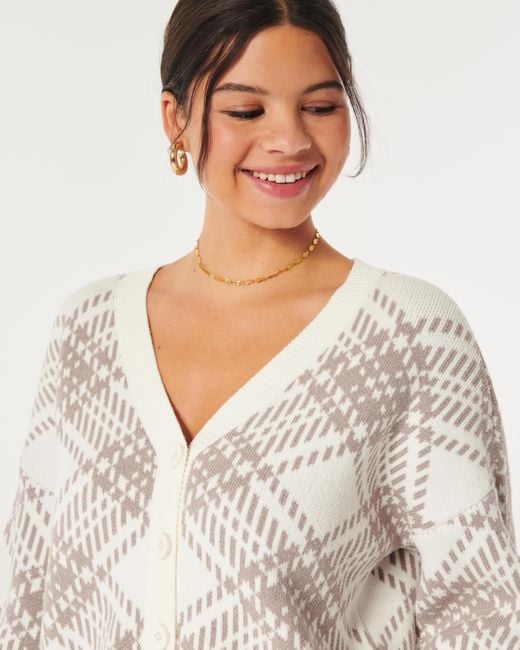 Hollister White Easy Cozy Ribbed Cardigan