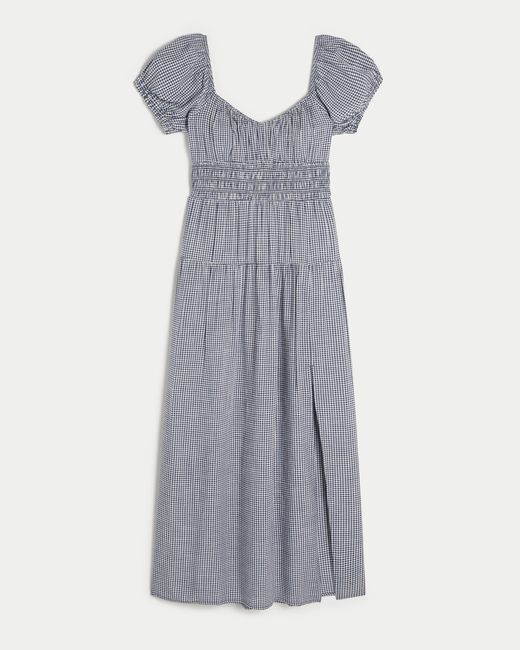 Hollister Gray Short-sleeve Open-back Maxi Dress