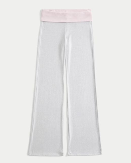 Hollister White Foldover Waist Knit Flare Pants