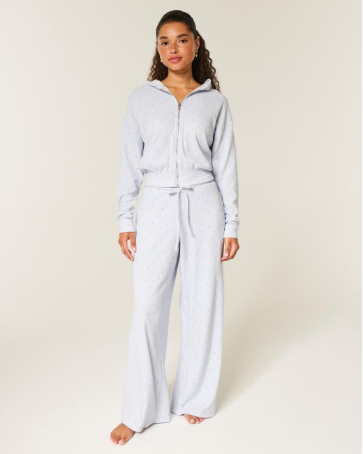 Hollister White Gilly Hicks Always Cozy Waffle Baggy Pants