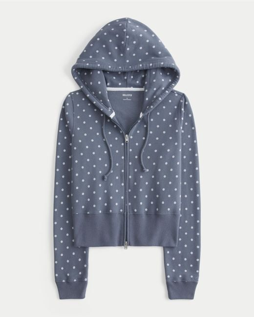 Hollister Blue Hollister Feel Good Polka Dot Zip-up Hoodie
