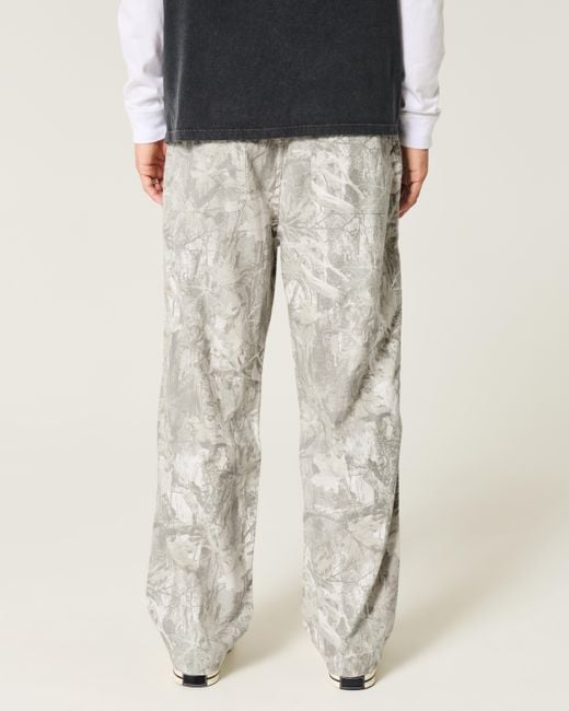 Hollister White Linen-blend Camo Baggy Pants for men