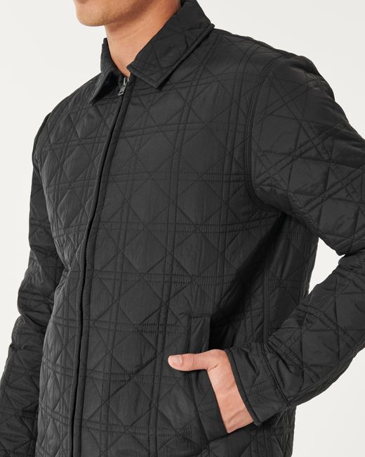 Hollister Black Quilted Zip-up Jacket for men