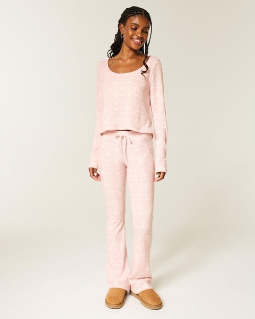 Hollister Pink Gilly Hicks Always Cozy Waffle Bootcut Pants