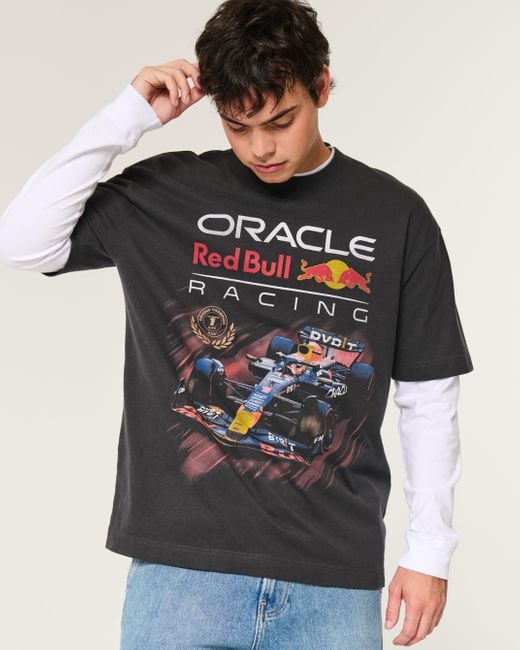 Hollister Schweres, kastiges Tee mit Oracle Red Bull Racing-Grafik in Black für Herren