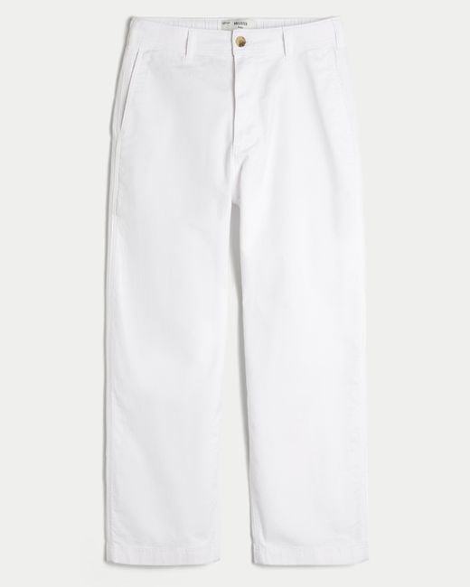 Hollister White Linen-blend Flex-waist Baggy Pants for men