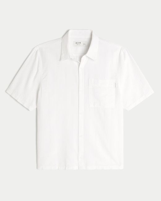 Hollister White Boxy Short-sleeve Seersucker Shirt for men