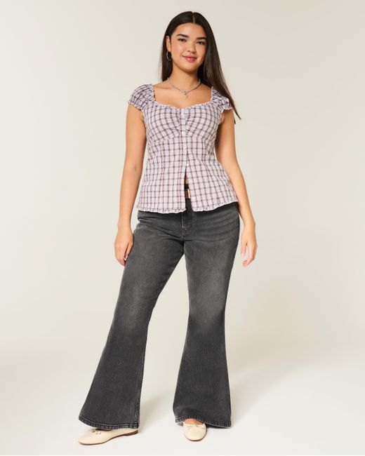Hollister Curvy High-rise Washed Black Flare Jeans
