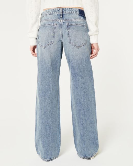 Hollister Blue Low Rise Baggy Jeans in mittlerer Waschung