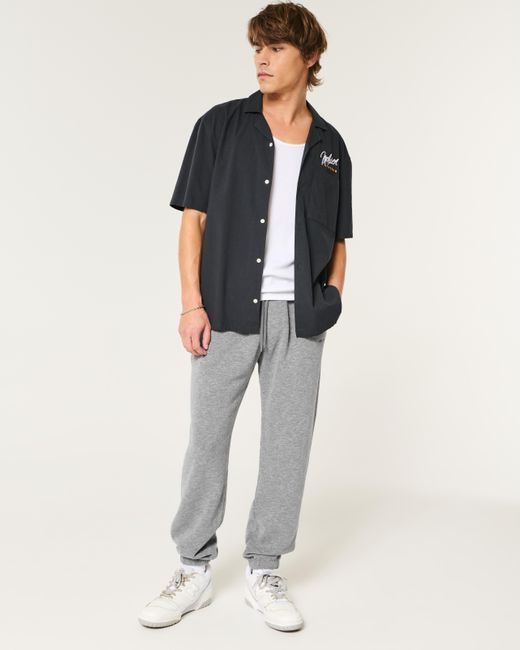 Hollister Gray Relaxed Fleece Logo Joggers for men