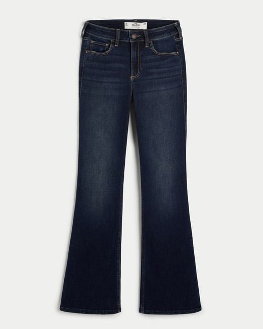 Hollister Curvy Mid rise Dark Wash Boot Jeans in Blue Lyst UK