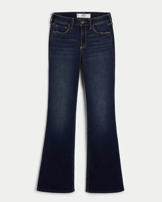 Hollister Blue Curvy Mid-rise Dark Wash Boot Jeans