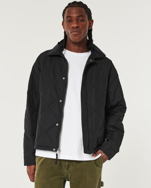 Hollister Black Quilted Workwear Jacket for men