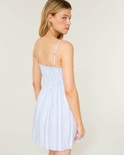 Hollister White Button Front Woven Mini Dress