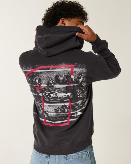 Hollister Lässiger Hoodie mit Oracle Red Bull Racing-Grafik in Black für Herren