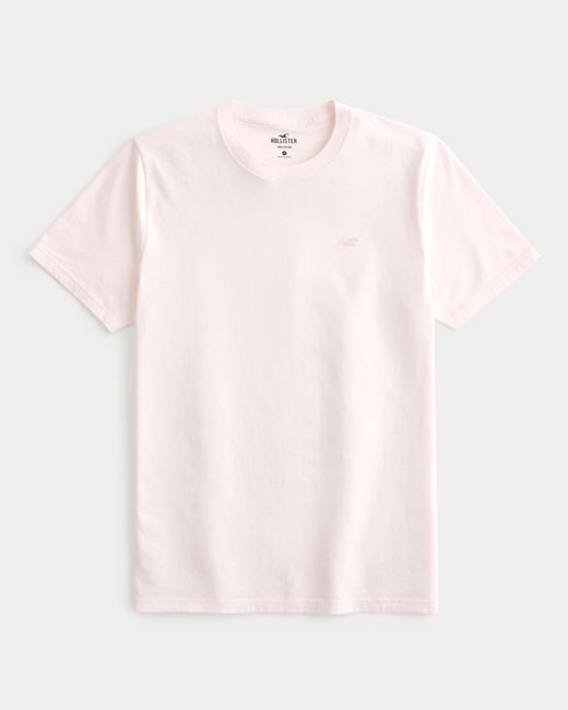 Hollister Baumwoll-T-Shirt mit Rundhalsausschnitt und Symbol in Pink für Herren