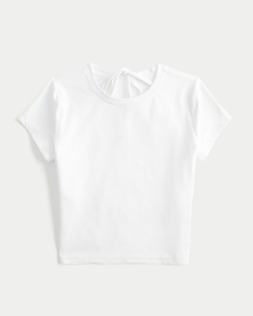 Hollister White Nahtloses Oberteil aus weichem Stretchmaterial mit Rückenausschnitt