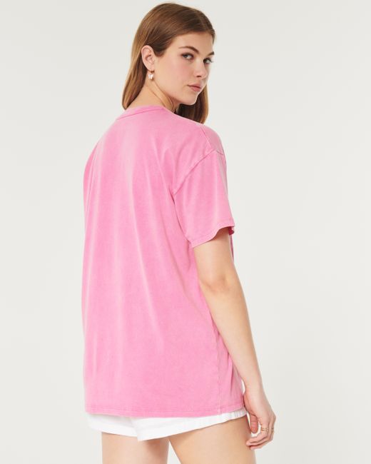 Hollister Pink Oversized Costa Rica Graphic Tee