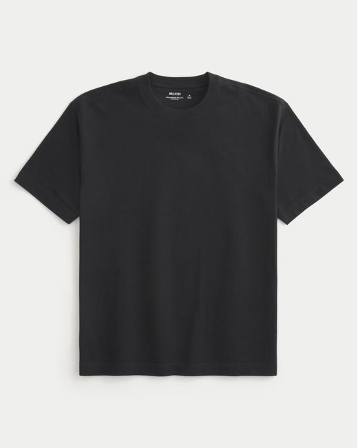 Hollister Black Boxy Heavyweight Cotton Crew T-shirt for men