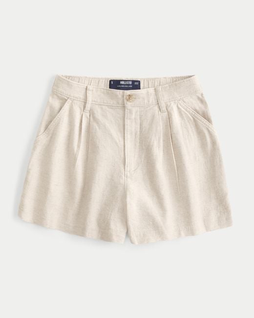 Hollister Natural Hollister Livvy Ultra High-rise Linen-blend Shorts