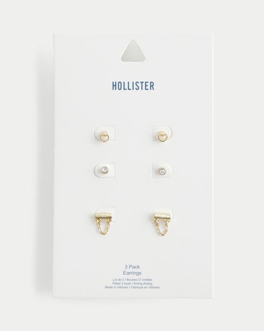 Hollister Natural Bar Stud Earring 3-pack